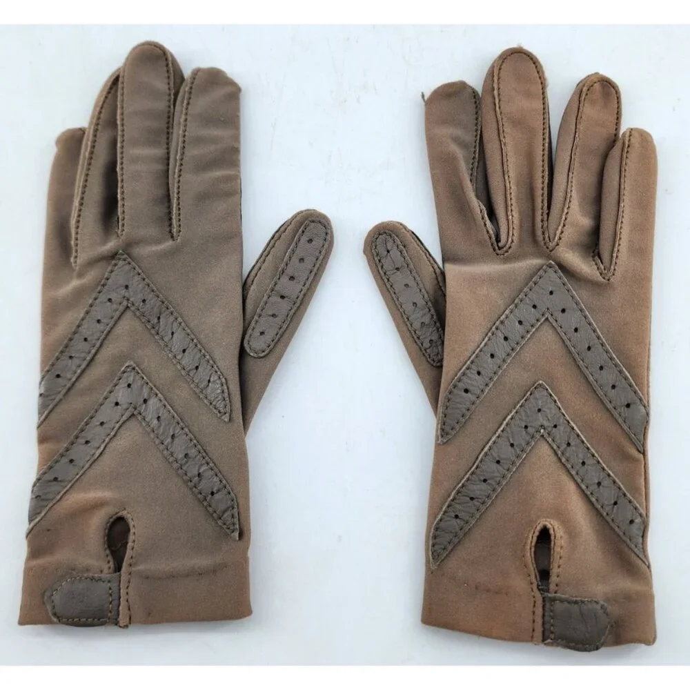 Vtg‎ 80s Aris Isotoner Women's One Size Unlined Driving Gloves Beige - Picture 2 of 5